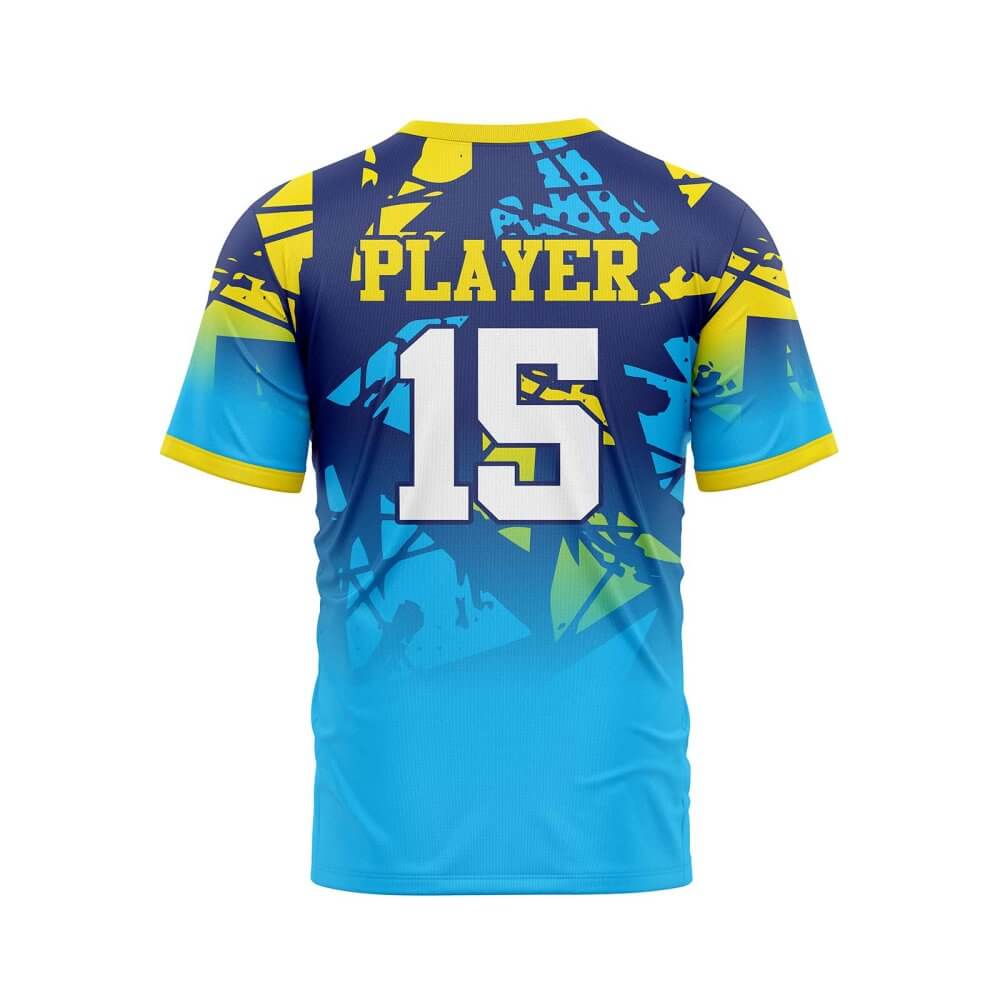 Back view Sky and Blue custom jersey maker baseball