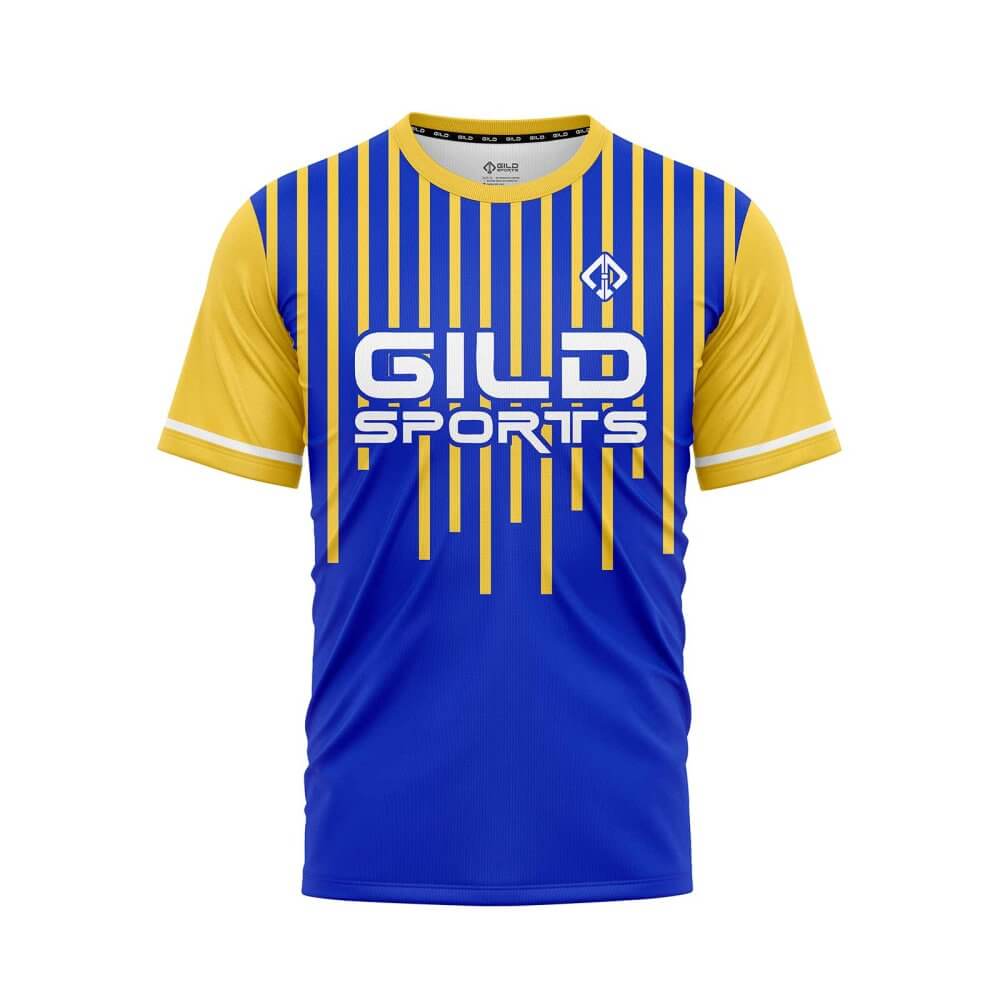 Front view blue and yellow gold stripes Custom Baseball Team Jerseys