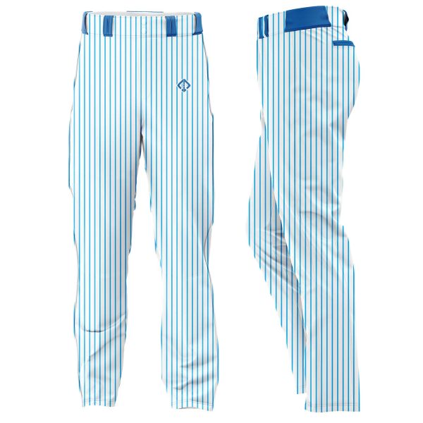 white with blue stripes Custom Baseball Pants Youth by gild sports