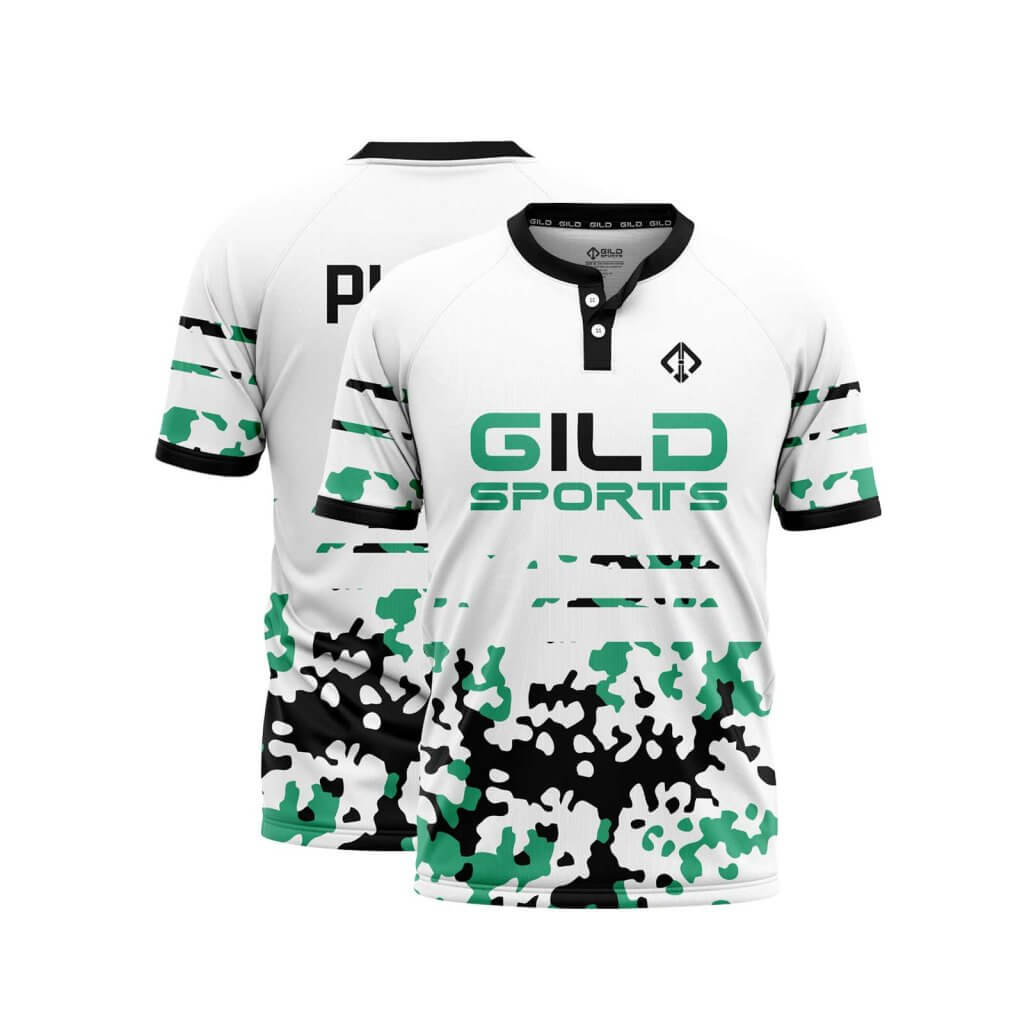 white camo color Two Button Shirt Baseball by gild sports