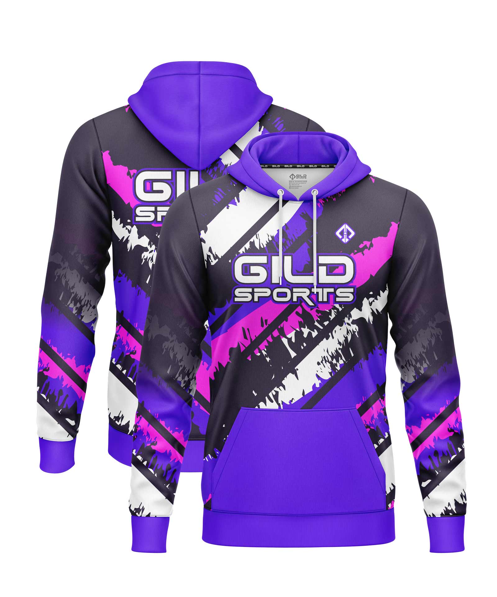 Black and purple color custom hoodies by gild sports