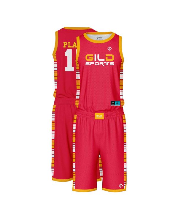 red color custom basketball uniforms canada by Gild Sports