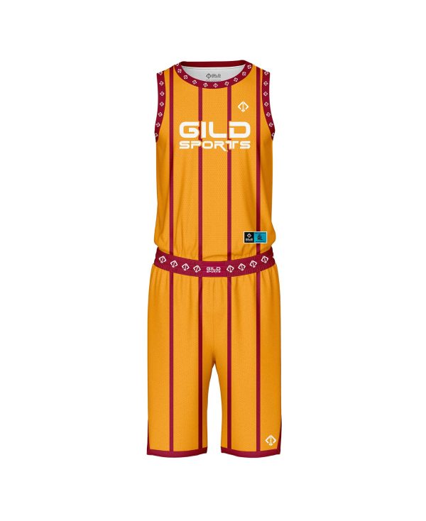 Back view orange and mehroon New Basketball Outfits by gild sports