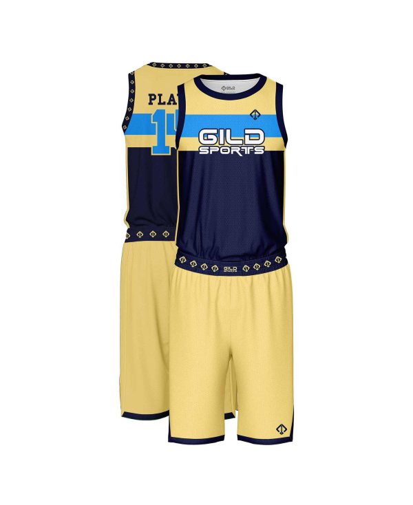 cream and navy basketball clothing by gild sports