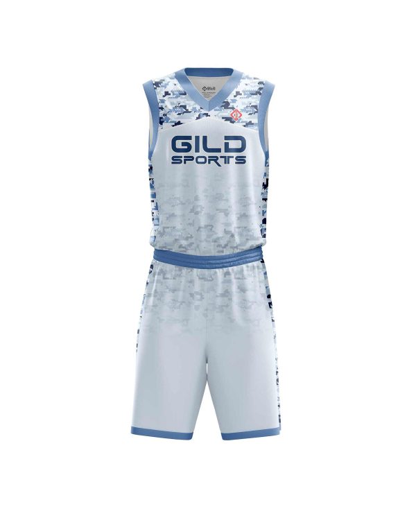 Front view Camo color custom basketball clothing Gild Sports