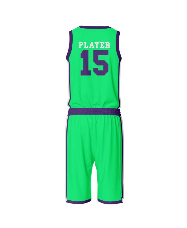 Back view Green color Basketball Uniform Green by Gild Sports