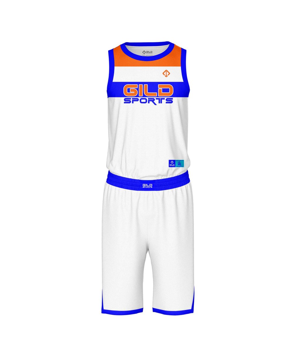 Front view White and Red basketball uniforms canada by Gild Sports