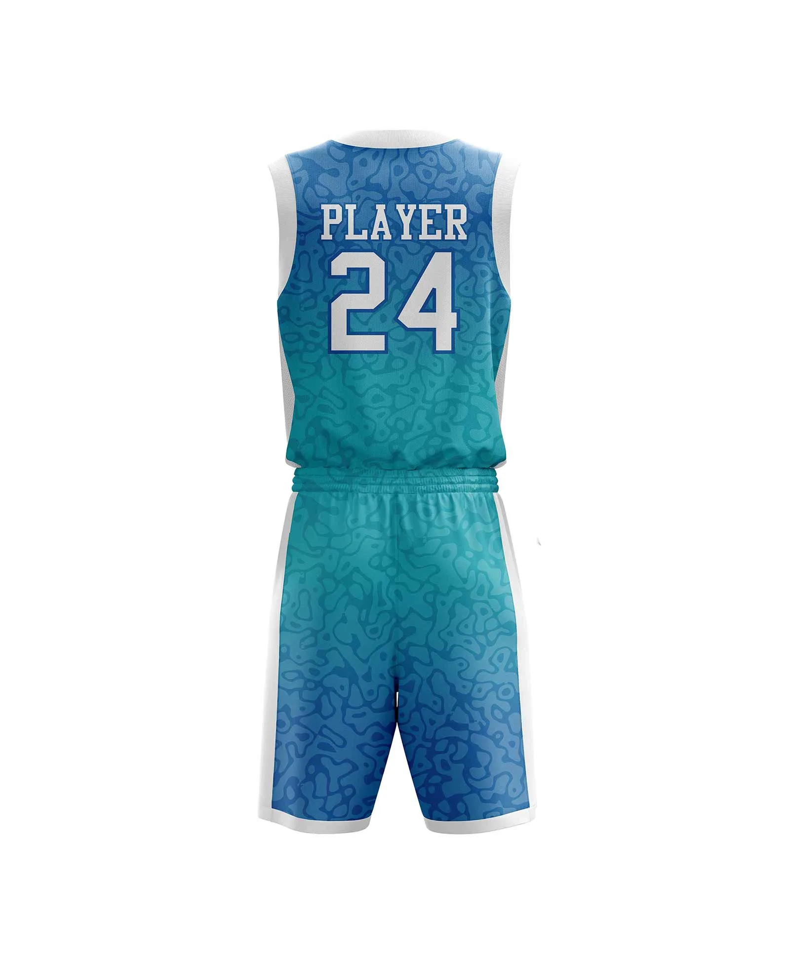 Back view sea green color personalized basketball kits by Gild sports