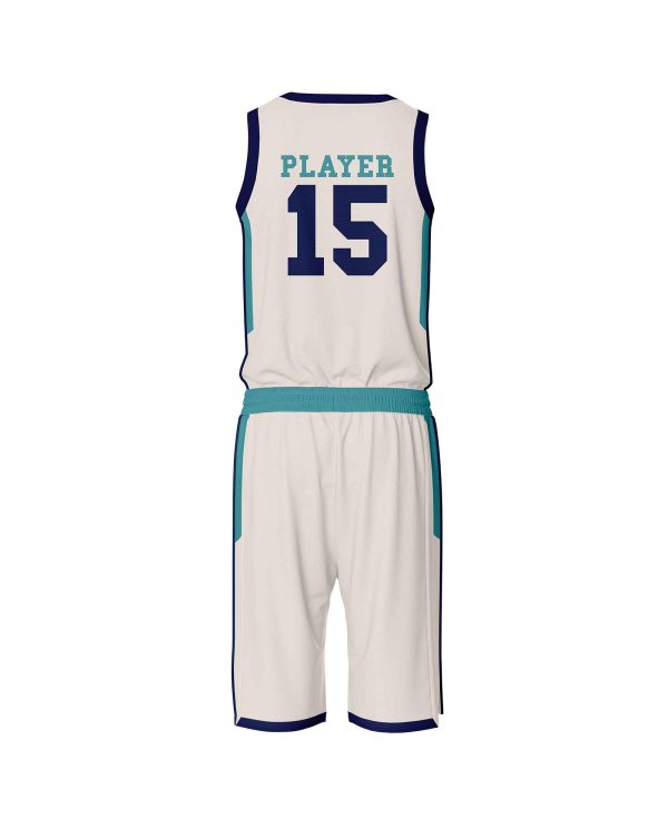 Back view Cream Color personalized basketball uniform by Gild Sports