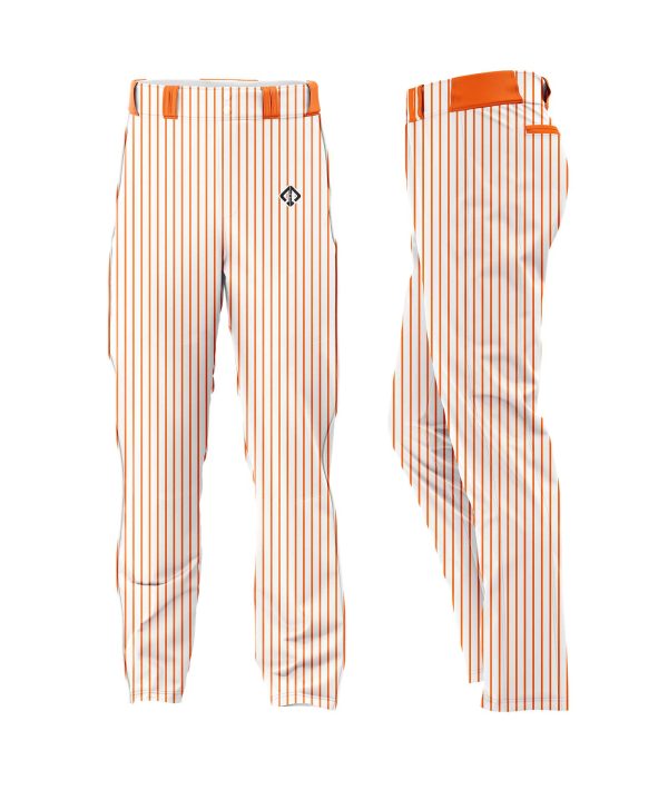 white with orange stripes Children's Baseball Pants by gild sports