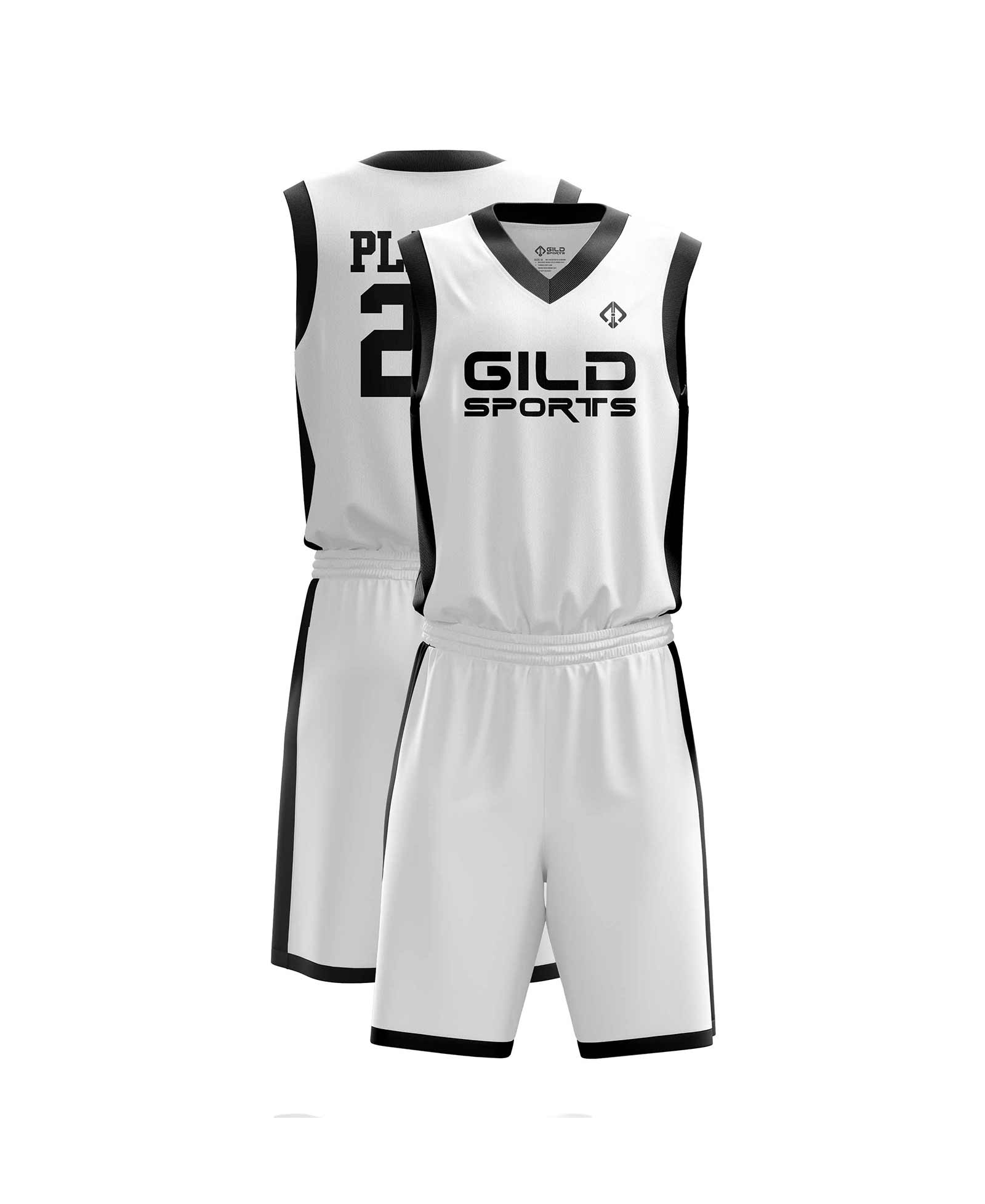 White color best customized basketball uniform by gild sports