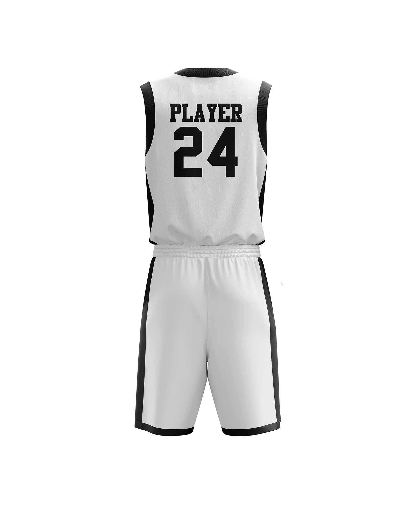 Back view White color best customized basketball uniform by gild sports