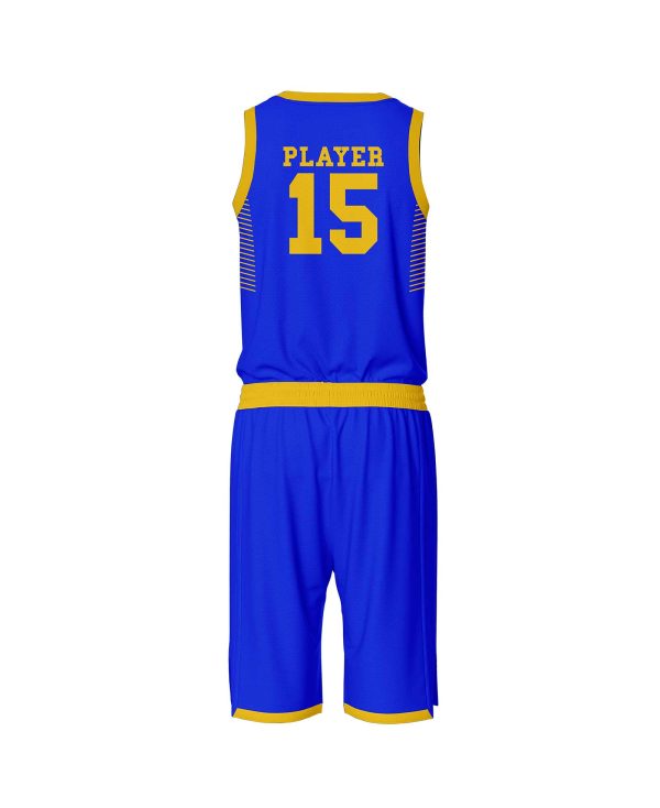 Back view royal blue basketball clothes by Gild Sports