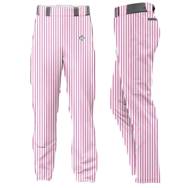 white with pink stripes Women's Baseball Pants by gild sports