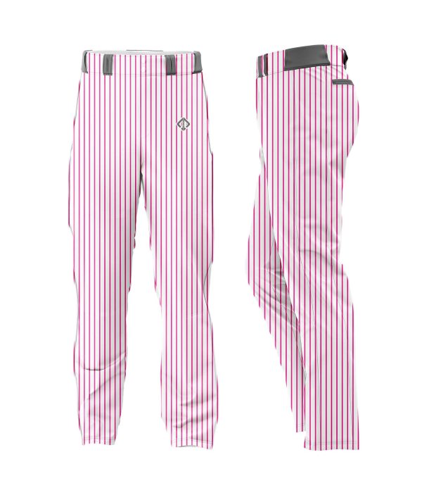 white with pink stripes Women's Baseball Pants by gild sports