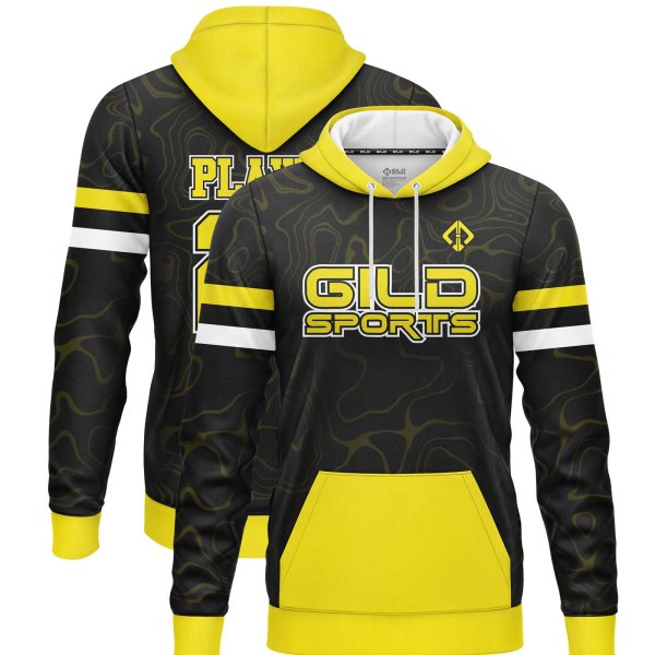 black and yellow color customized hoodies cheap by gild sports