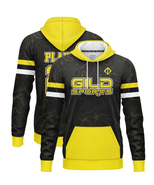 black and yellow color customized hoodies cheap by gild sports