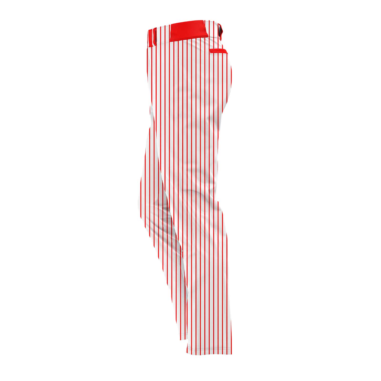 Side view white color with red stripes Baseball Pants For Men by gild sports