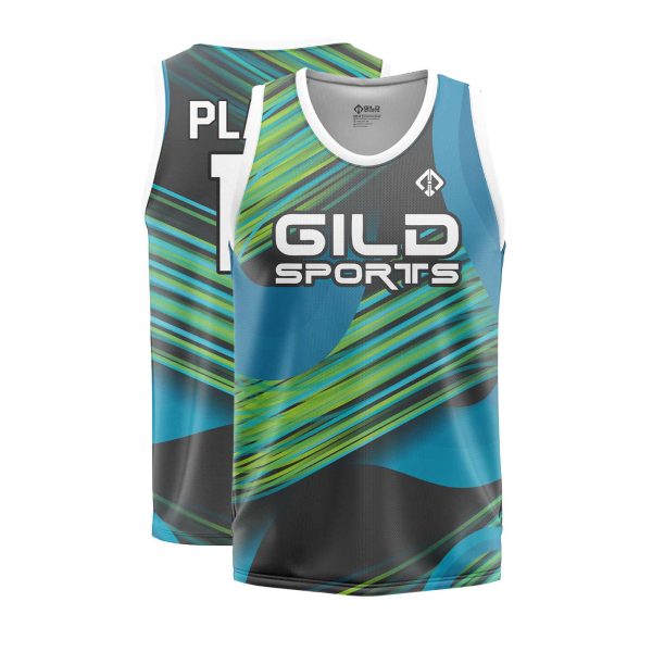 Front Back View of Custom Design Basketball Jerseys by Gild Sports