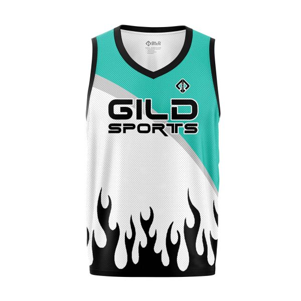 Front View Customized Basketball Jersey by Gild Sports