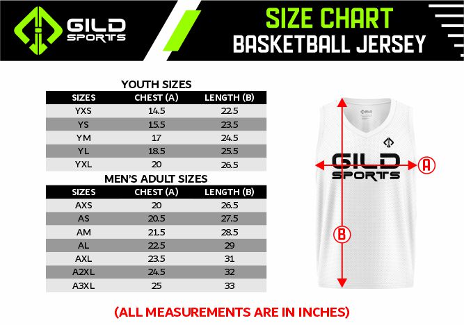 BASKETBALL JERSEY Size chart