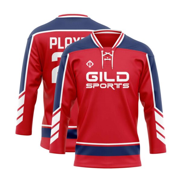 Navy and Red Ice Hockey Jersey