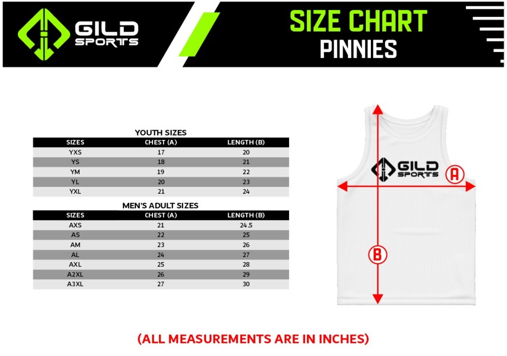 size chart Pinnies size chart Pinnies